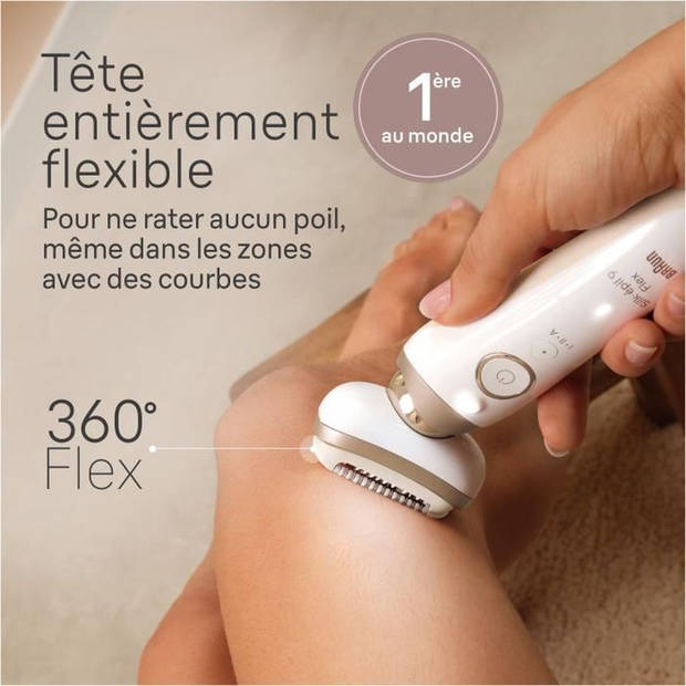 Elektrische epilator - BRAUN - Silk-épil 9 Flex - Gemakkelijk ontharen - 9-041 3D - Wit/Goud