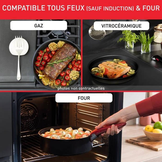 TEFAL INGENIO Hardstone Set van 5 stuks, koekenpannen van 22/26 cm, steelpannen van 16/20 cm, afneembare handgreep, niet