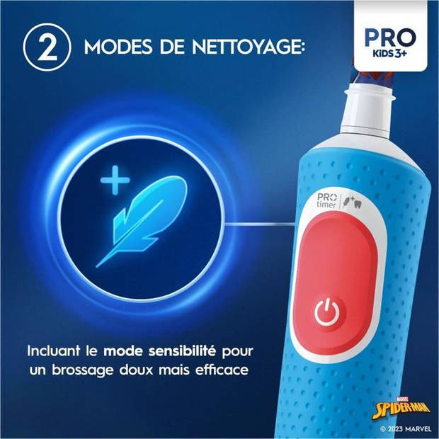 Oral-B Pro elektrische tandenborstel voor kinderen, 1 Marvel Spider-Man handvat, 1 opzetborstel, vanaf 3 jaar