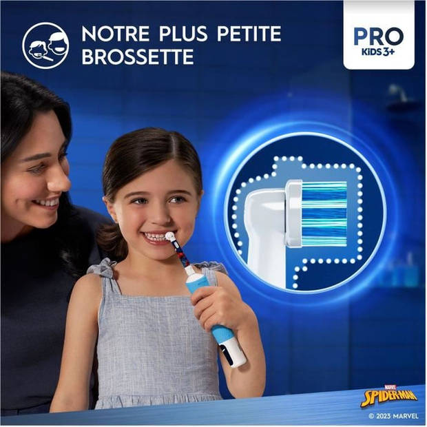Oral-B Pro elektrische tandenborstel voor kinderen, 1 Marvel Spider-Man handvat, 1 opzetborstel, vanaf 3 jaar