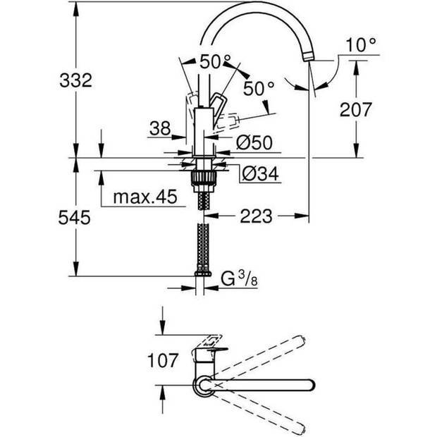 GROHE Eengreeps keukenmengkraan BauLoop 31368001