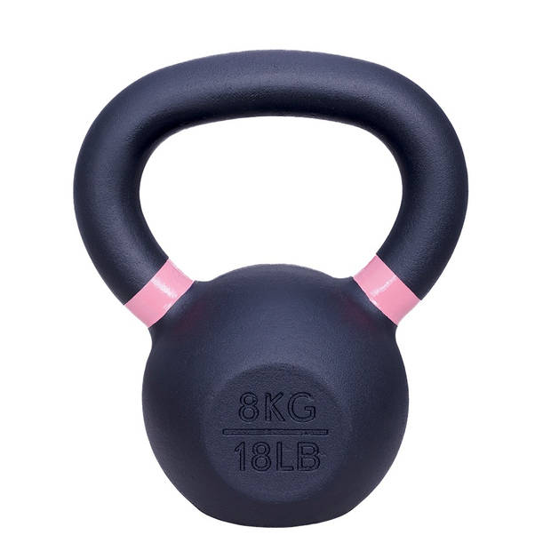 Kettlebell gietijzer - 8 kg - Zwart/Roze