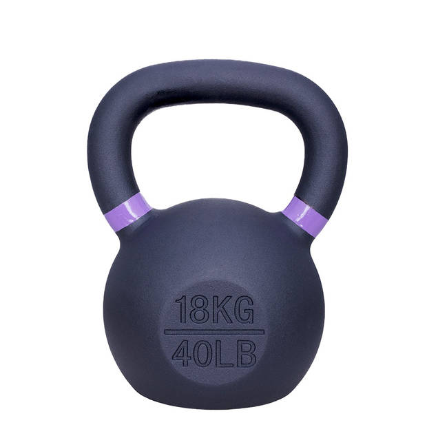 Kettlebell gietijzer - 18 kg - Zwart/Lila