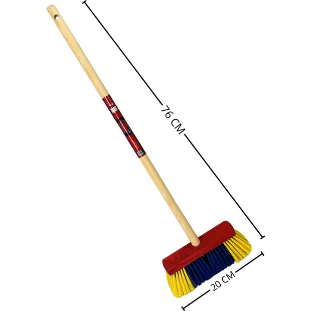 Synx Tools Kinderbezem Geel/blauw - Totale lengte 76 cm