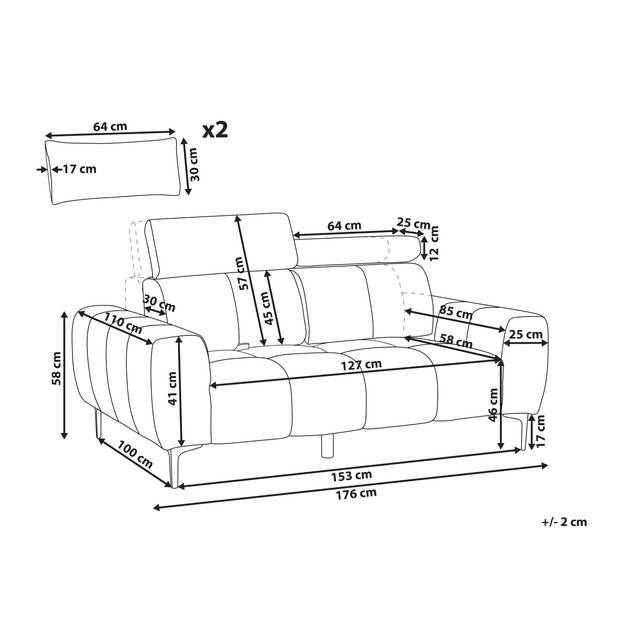 Beliani VEGAMO - Tweezitsbank-Zwart-Fluweel