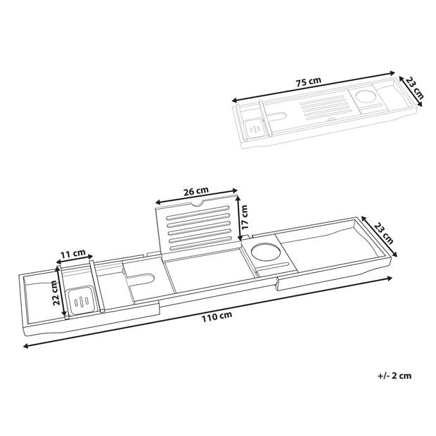 Beliani LOWES - Badkamer plank-Lichte houtkleur-Bamboehout