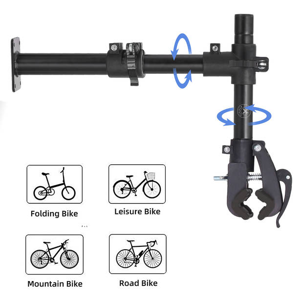 4toolz® Fiets Reparatie Beugel voor wand of werkbank 360° Verstelbaar