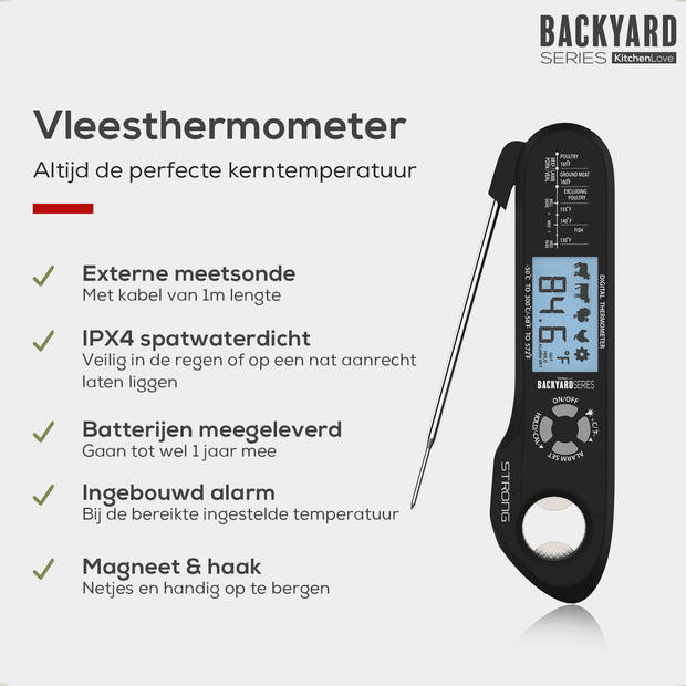 Backyard Series Vleesthermometer - Digitale Keukenthermometer - BBQ Thermometer - Oventhermometer