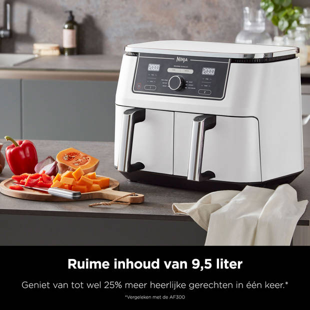 Ninja Foodi AF400EUWH Dubbele Airfryer XXL - Twee Kookvakken - 9.5 Liter - 2470 Watt - Dual Zone Technologie