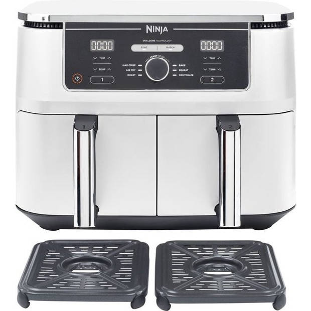 Ninja Foodi AF400EUWH Dubbele Airfryer XXL - Twee Kookvakken - 9.5 Liter - 2470 Watt - Dual Zone Technologie