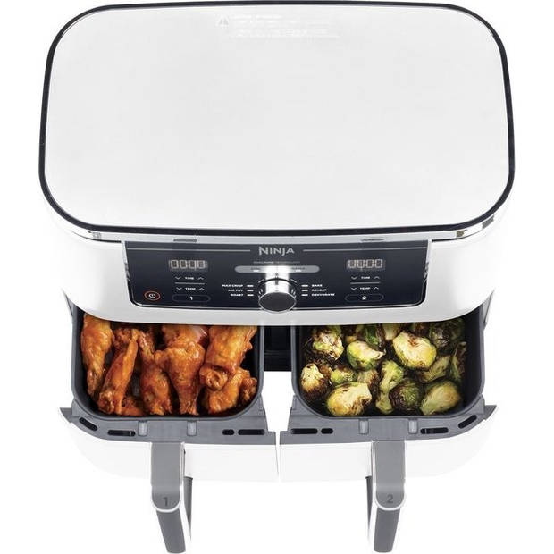 Ninja Foodi AF400EUWH Dubbele Airfryer XXL - Twee Kookvakken - 9.5 Liter - 2470 Watt - Dual Zone Technologie