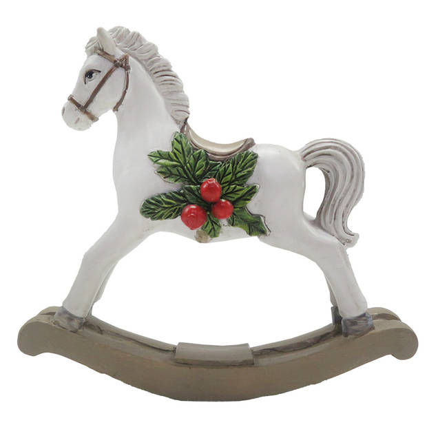 Clayre & Eef Decoratie Beeld Hobbelpaard 11 cm Wit Kunststof Wit