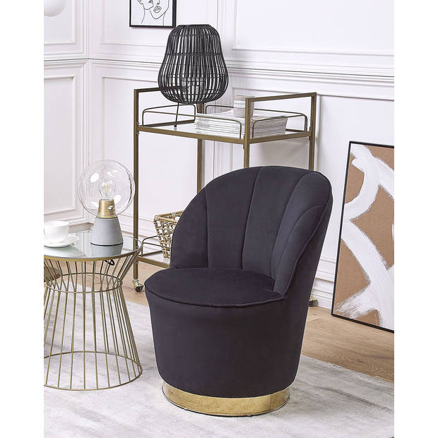 Beliani ALBY - Fauteuil-Zwart-Fluweel