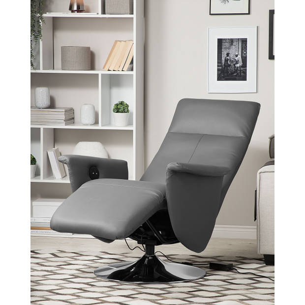 Beliani PRIME - TV-fauteuil-Grijs-Kunstleer