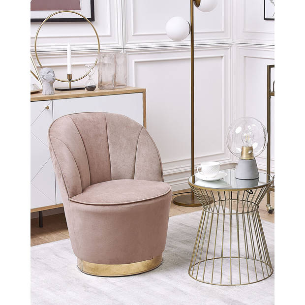 Beliani ALBY - Fauteuil-Beige-Fluweel