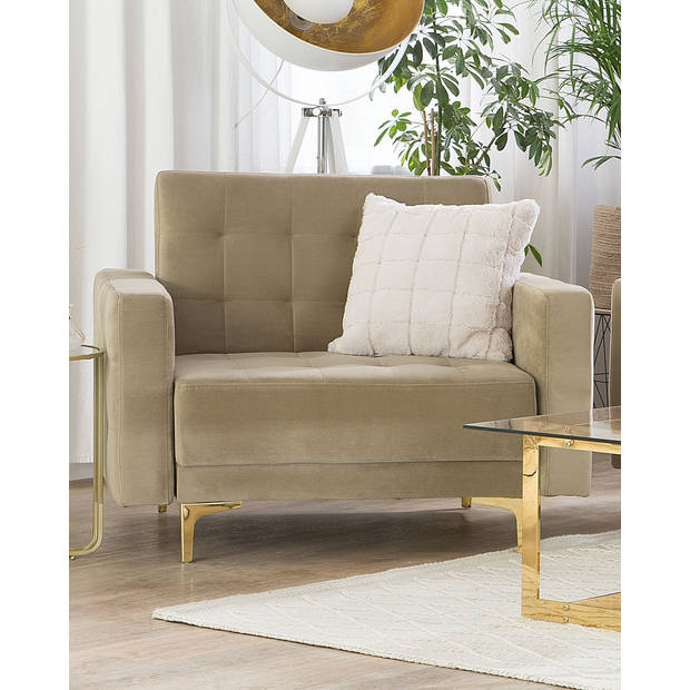 Beliani ABERDEEN - Fauteuil-Beige-Fluweel