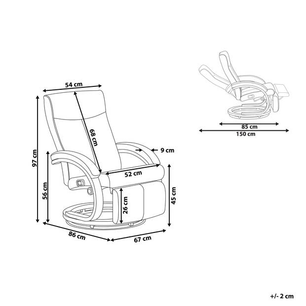 Beliani MIGHT - TV-fauteuil-Wit-Kunstleer