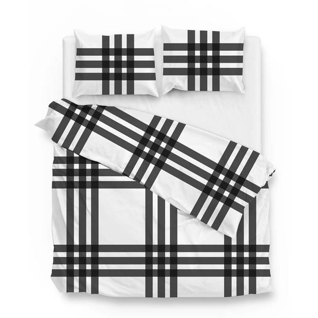 Zo! Home Flanel dekbedovertrek Square - Grijs - Lits-jumeaux 240x200/220 cm