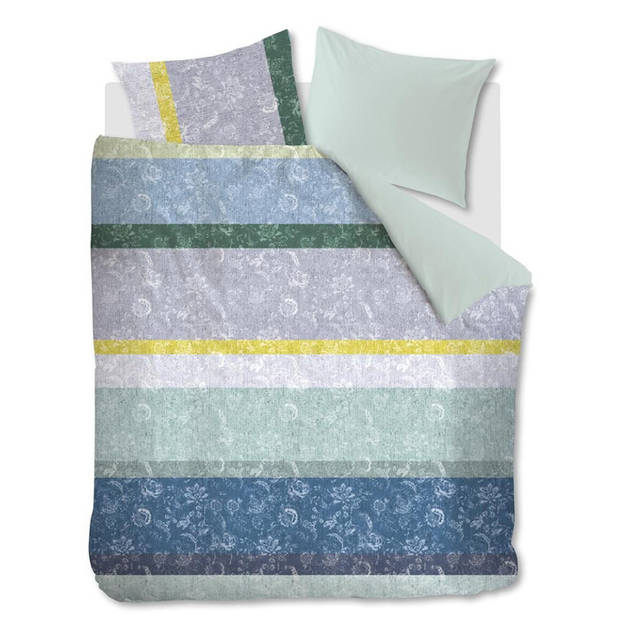 Oilily dekbedovertrek Blooming Stripe - Blauw - Lits-jumeaux XL 260x200/220 cm