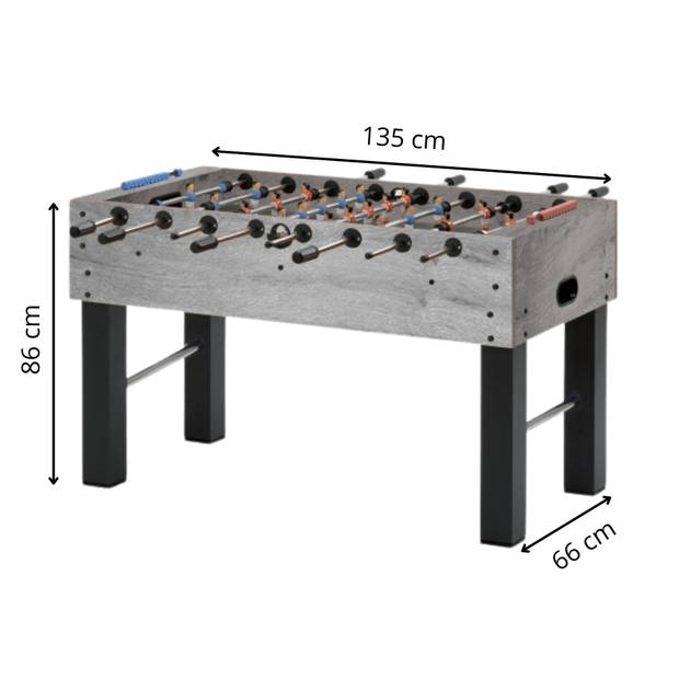 Garlando F-5 Voetbaltafel Grijs Eiken - Doorlopende stangen