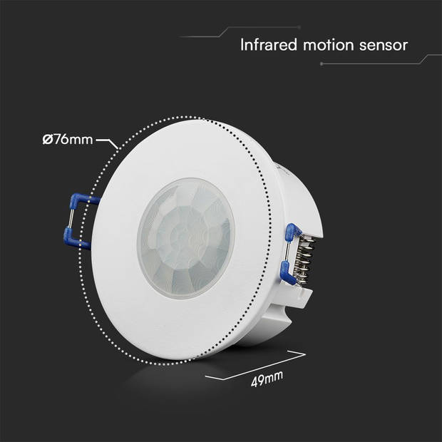V-TAC VT-81010 Bewegingssensoren - Infraroodsensor - IP20 - Wit - 5 Jaar - Modelnr: - VT-81010