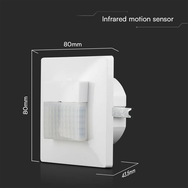 V-TAC VT-81009 Bewegingssensoren - Infraroodsensor - IP20 - Wit - 5 Jaar - Modelnr: - VT-81009