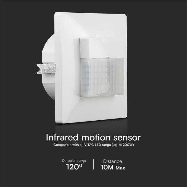 V-TAC VT-81009 Bewegingssensoren - Infraroodsensor - IP20 - Wit - 5 Jaar - Modelnr: - VT-81009