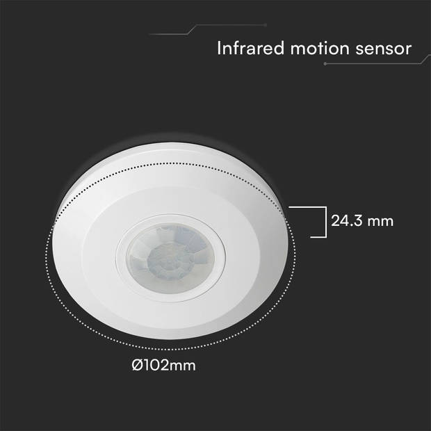 V-TAC VT-81011 Bewegingssensoren - Infraroodsensor - IP20 - Wit - 5 Jaar - Modelnr: - VT-81011