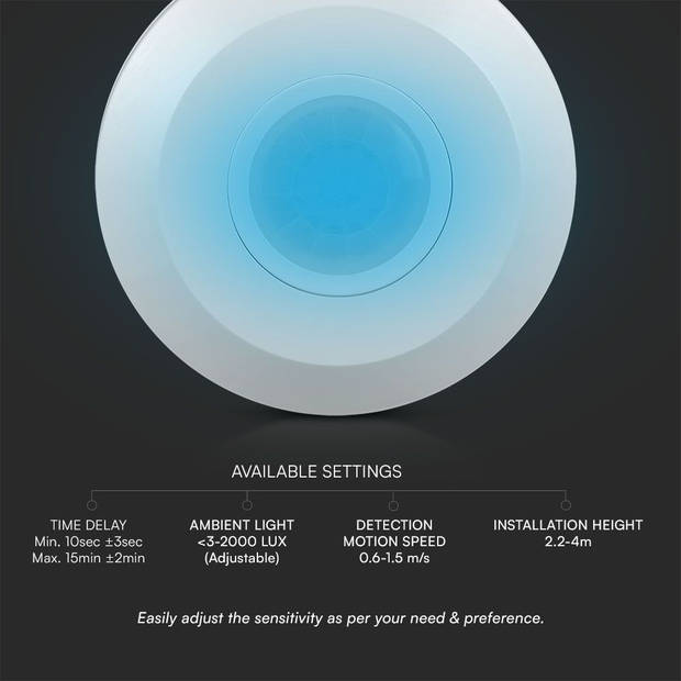 V-TAC VT-81011 Bewegingssensoren - Infraroodsensor - IP20 - Wit - 5 Jaar - Modelnr: - VT-81011
