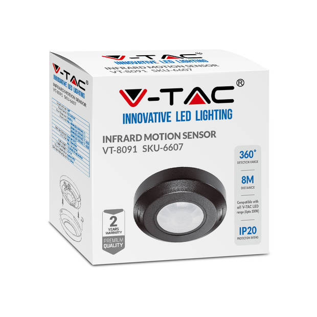 V-TAC VT-8091 Bewegingssensoren - Infraroodsensor - IP20 - Modelnr: - VT-8091