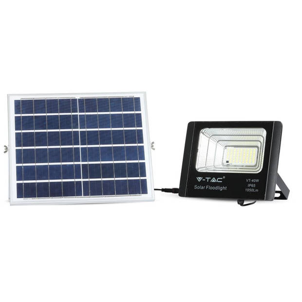 V-TAC VT-40W Zwarte Solar schijnwerpers - 16W - IP65 - 1050 Lumen - 4000K