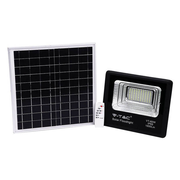 V-TAC VT-60W Zwarte Solar schijnwerpers - 20W- P65 - 1650 Lumen - 4000K