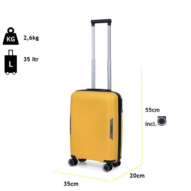 TravelZ Swinger Kofferset 2-delig- Handbagage 55cm + 78 grote koffer - TSA-slot - Geel