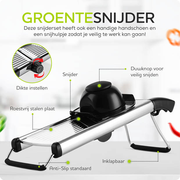 HGMD Mandoline - Groentesnijder - Slicer Dicer - Keukensnijder - Multifunctioneel - RVS