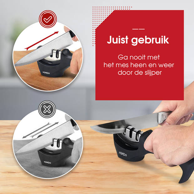 HGMD Luxe Messenslijper - 3 Standen - Zwart - Antislip - Scharenslijper - Messen slijper - Knife sharpener