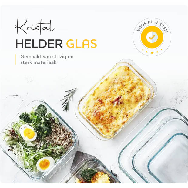 HGMD Ovenschalen Set - 3 Delig - 1L - 1,6L - 2,2L - Rechthoekig - Glas - Vaatwasserbestendig