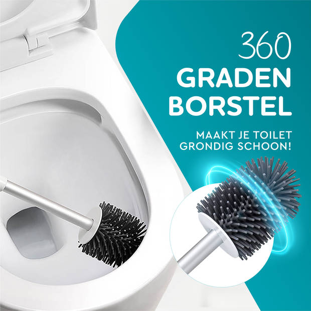 HGMD Toiletborstel Siliconen met Houder - Wit – Wc Borstel - Toilet Borstel Houder – Sneldrogend, Stevig en Hygiënisch