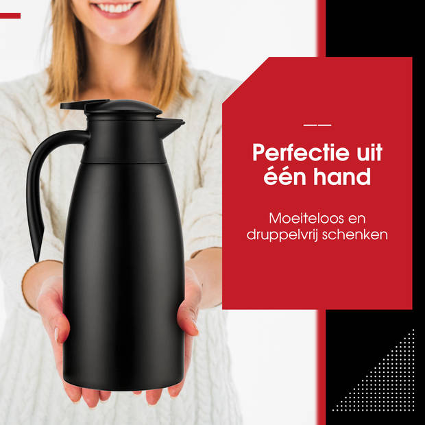 HGMD Thermoskan - 2 Liter - Isoleerkan - Zwart - Koffie - Thee - Voor warme en koude dranken