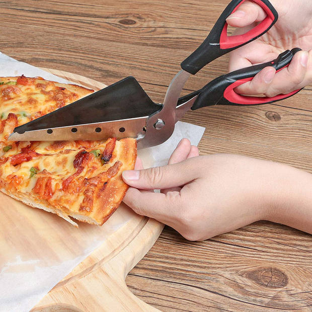 HGMD Pizzaschaar - Pizzaknipper - Pizzames - Pizzasnijder - 2 in 1 Pizzaschep