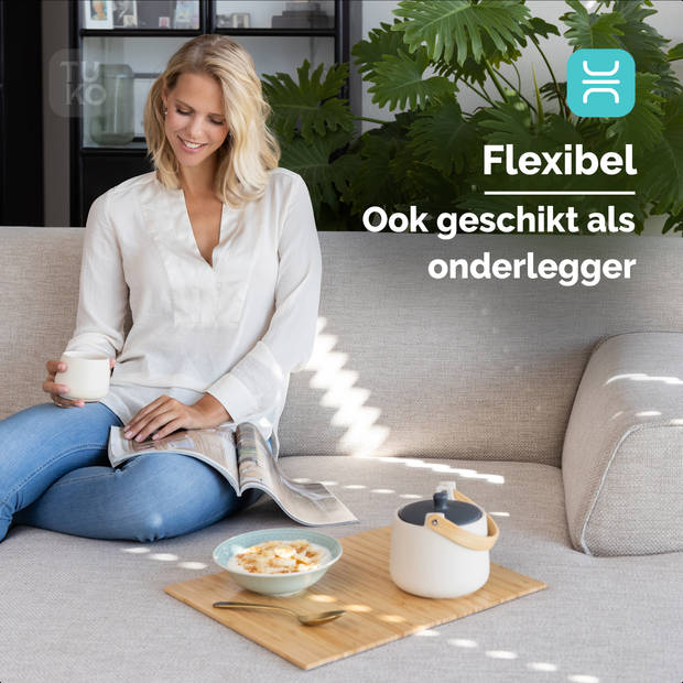 Tuko Armleuning dienblad voor bank - Naturel - FSC bamboe - Flexibel - Organizer - Banktafel