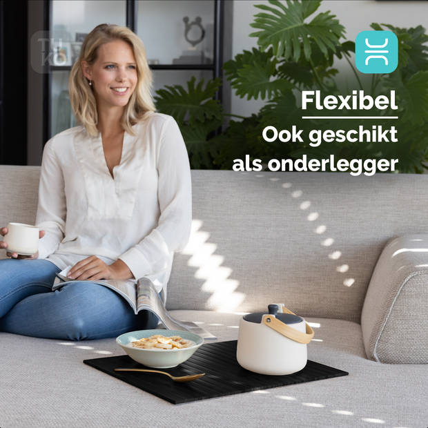 Tuko Armleuning dienblad voor bank - Zwart - FSC bamboe - Flexibel - Organizer - Banktafel