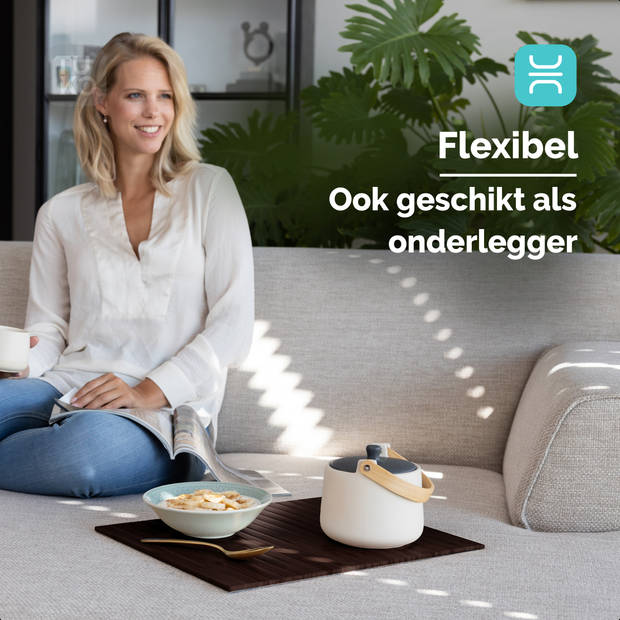 Tuko Armleuning dienblad voor bank - Kersenbruin - FSC bamboe - Flexibel - Organizer - Banktafel