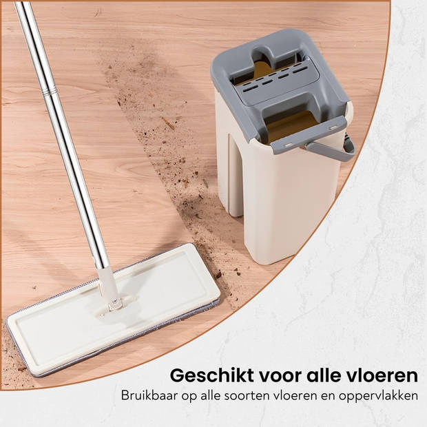 Elfida Flat Mop Schoonmaak Dweil, Schoonmaakmop Inclusief Twee Pads, 2x3 Liter Reservoir