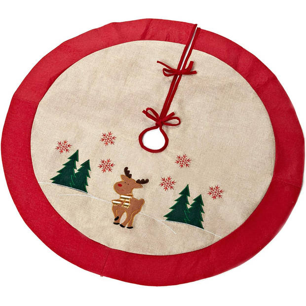 Ronde kerstboomrok - Kerstboomkleed - Boomdeken - Rendier - 90 x 90 cm