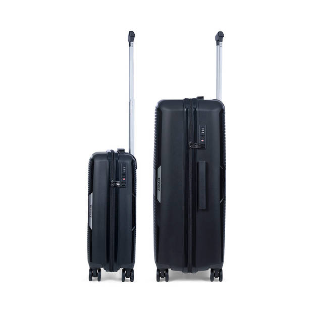 TravelZ Swinger Kofferset 2-delig- Handbagage 55cm + 78 grote koffer - TSA-slot - Zwart