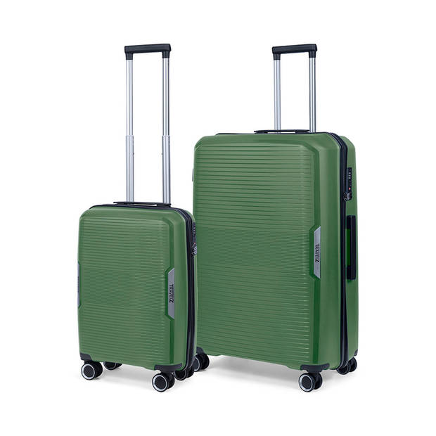 TravelZ Swinger Kofferset 2-delig- Handbagage 55cm + 78 grote koffer - TSA-slot - Groen