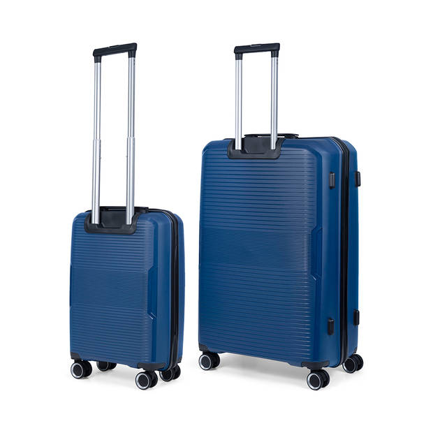 TravelZ Swinger Kofferset 2-delig- Handbagage 55cm + 78 grote koffer - TSA-slot - Blauw