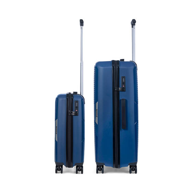 TravelZ Swinger Kofferset 2-delig- Handbagage 55cm + 78 grote koffer - TSA-slot - Blauw