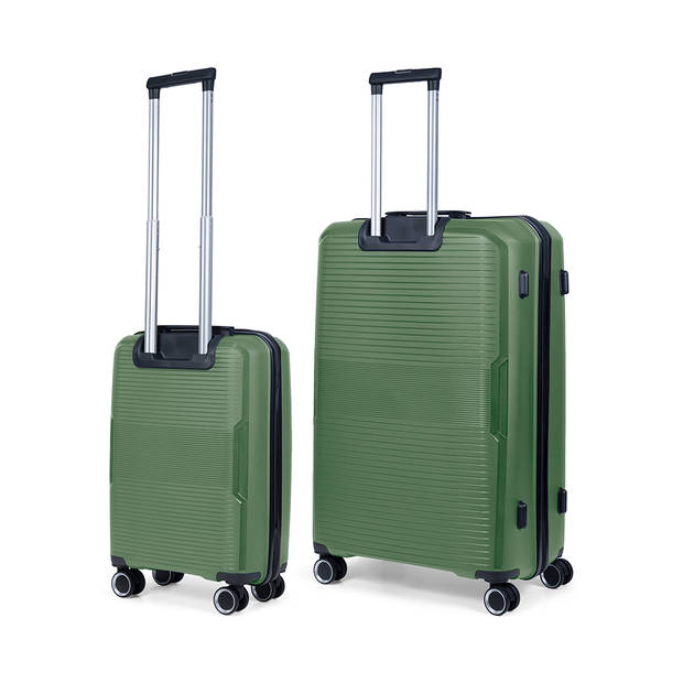 TravelZ Swinger Kofferset 2-delig- Handbagage 55cm + 78 grote koffer - TSA-slot - Groen