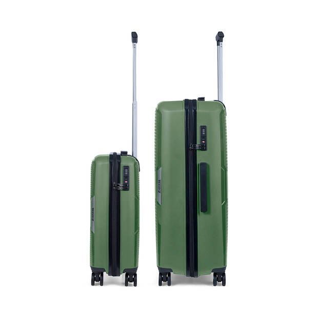 TravelZ Swinger Kofferset 2-delig- Handbagage 55cm + 78 grote koffer - TSA-slot - Groen